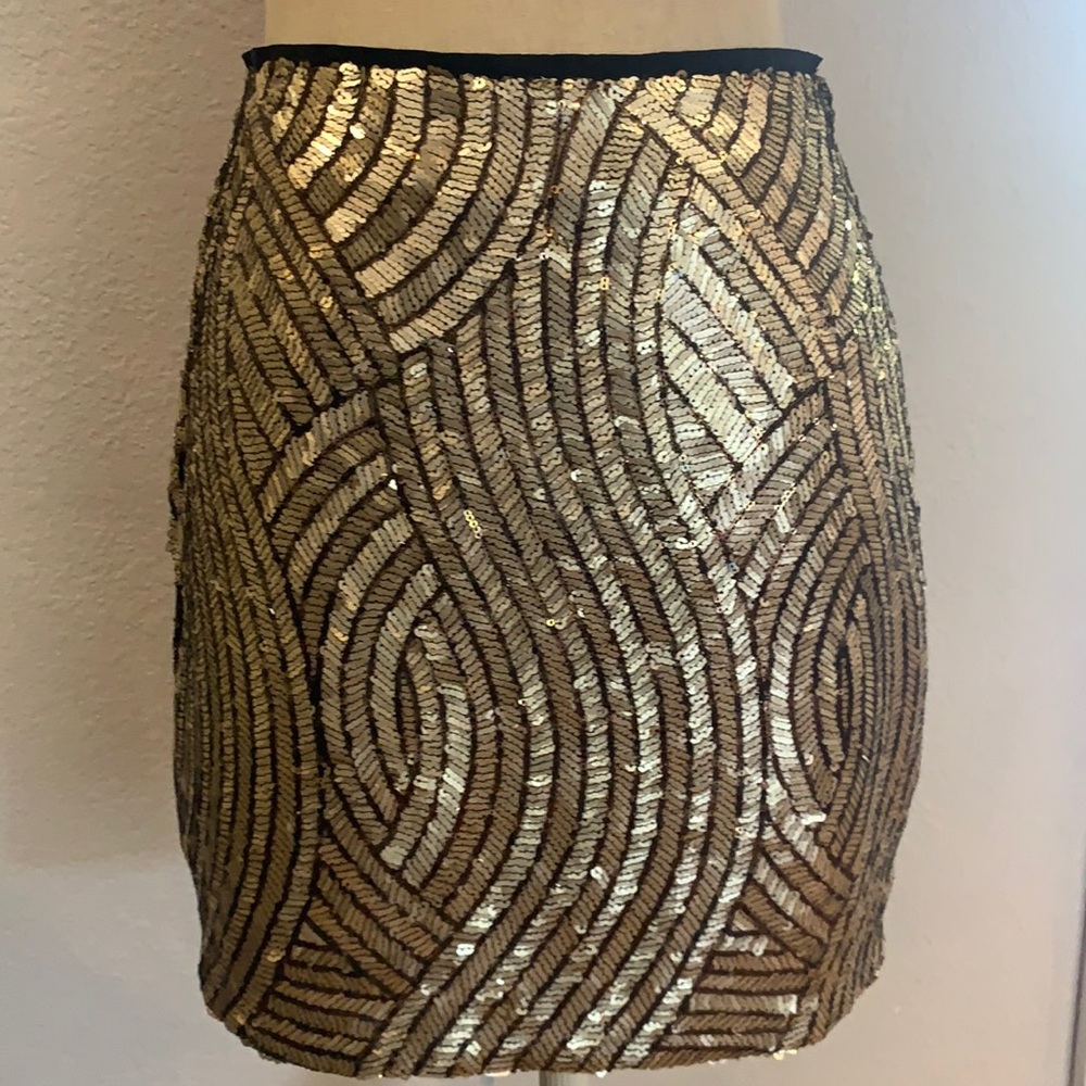 •Topshop• gold sequin mini skirt size us 6